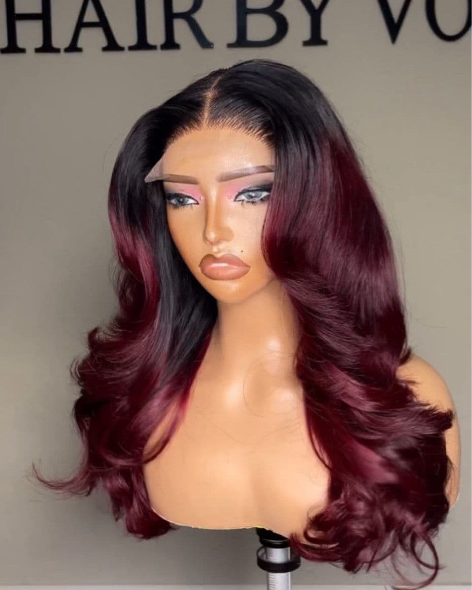 Layered Burgundy Ombre Wavy